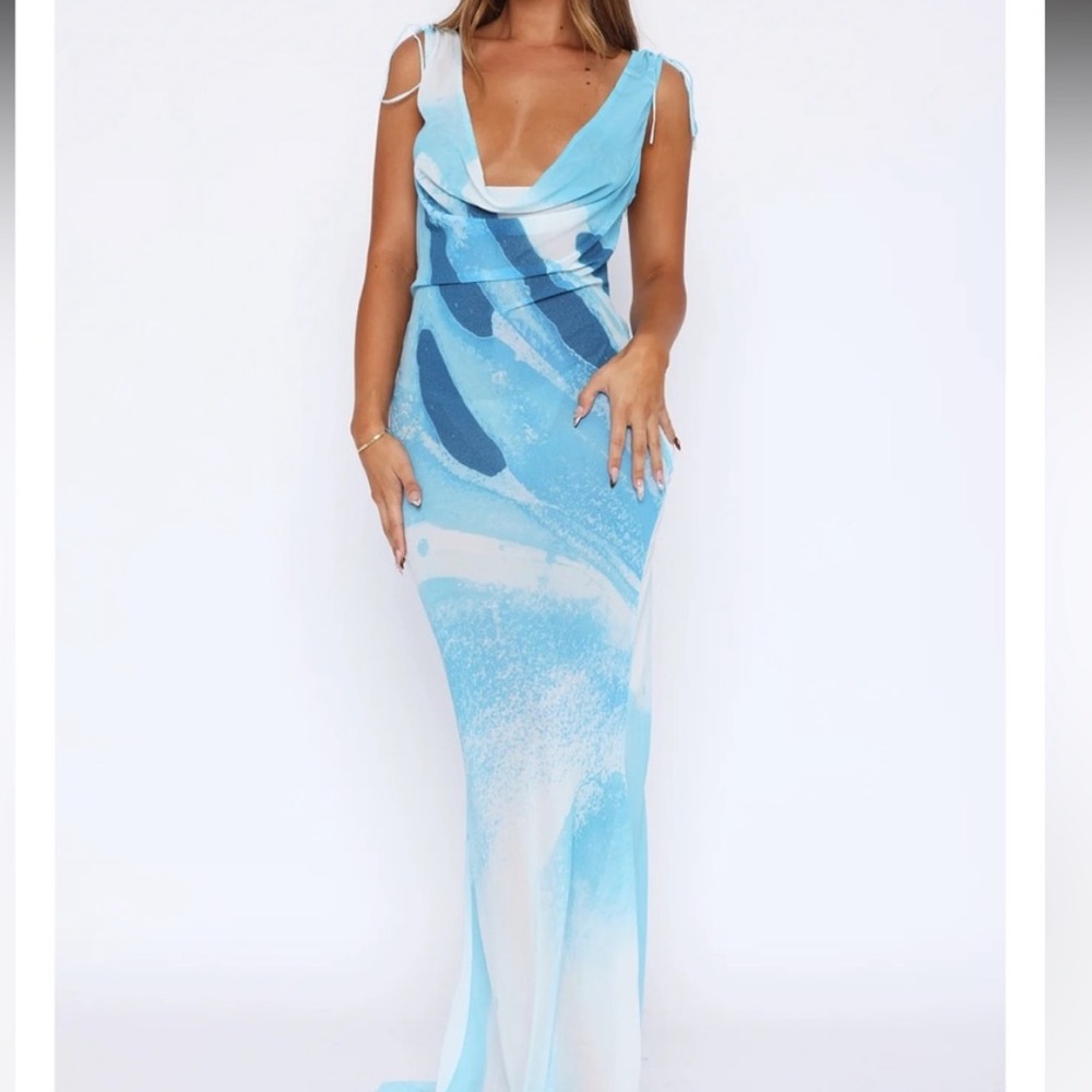 Elegant Blue and White Women's Dress